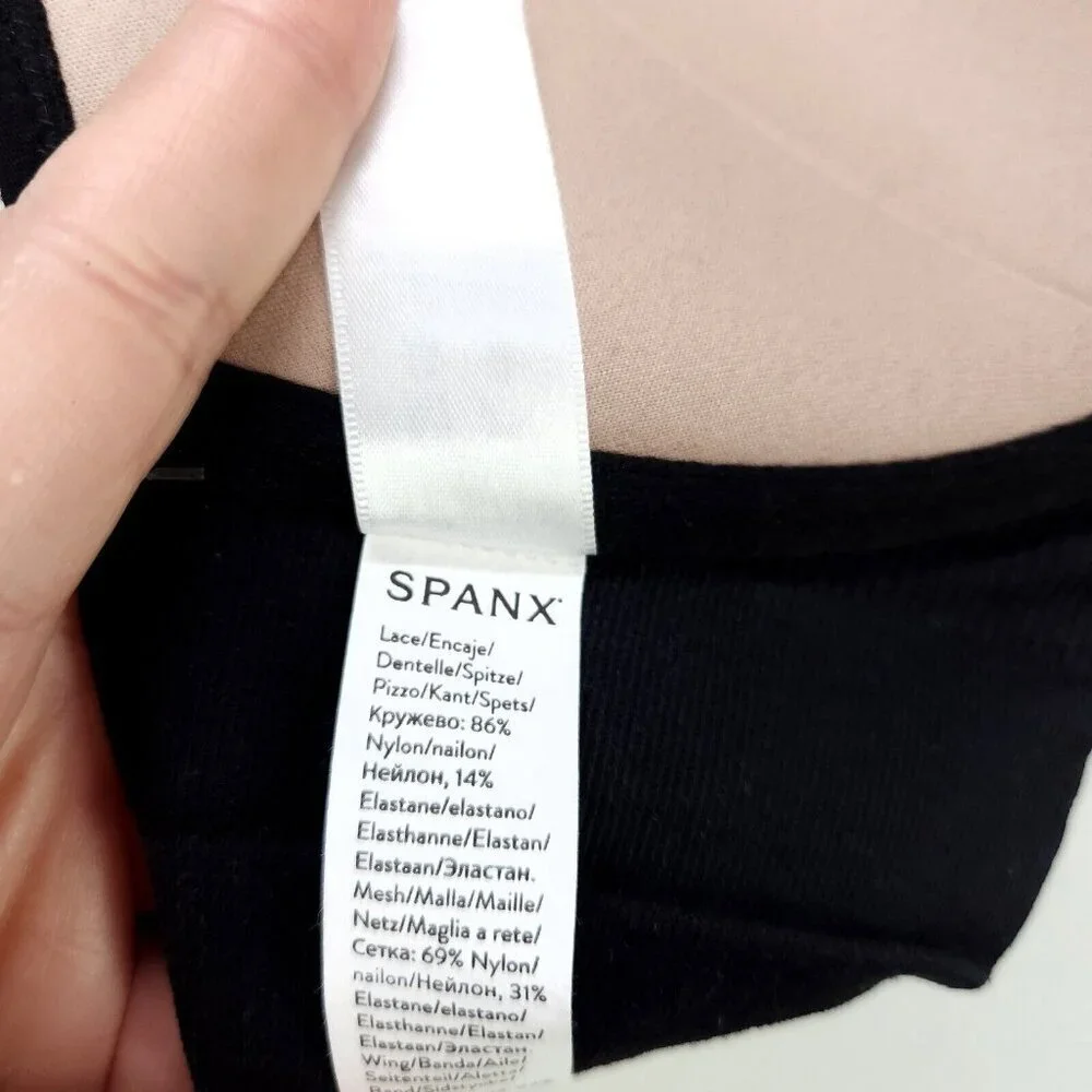 SPANX Bra Black Illusion Lace Full Coverage Underwire Front Close 32DD Stretch - Picture 13 of 15